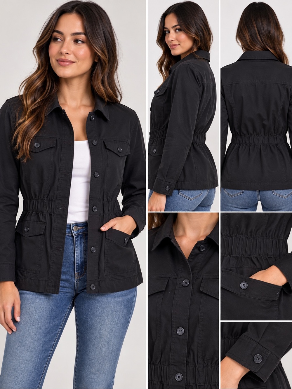 Classic Black Utility Jacket - Women's